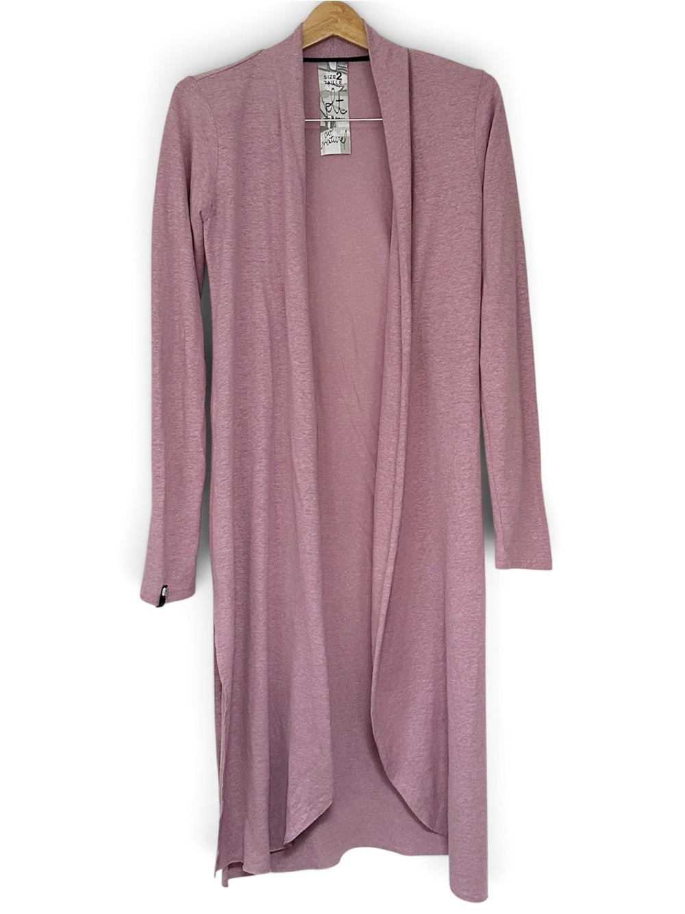 Volt Design Hemp Cotton Blend Open-Front Long Cardigan - Dusty Rose